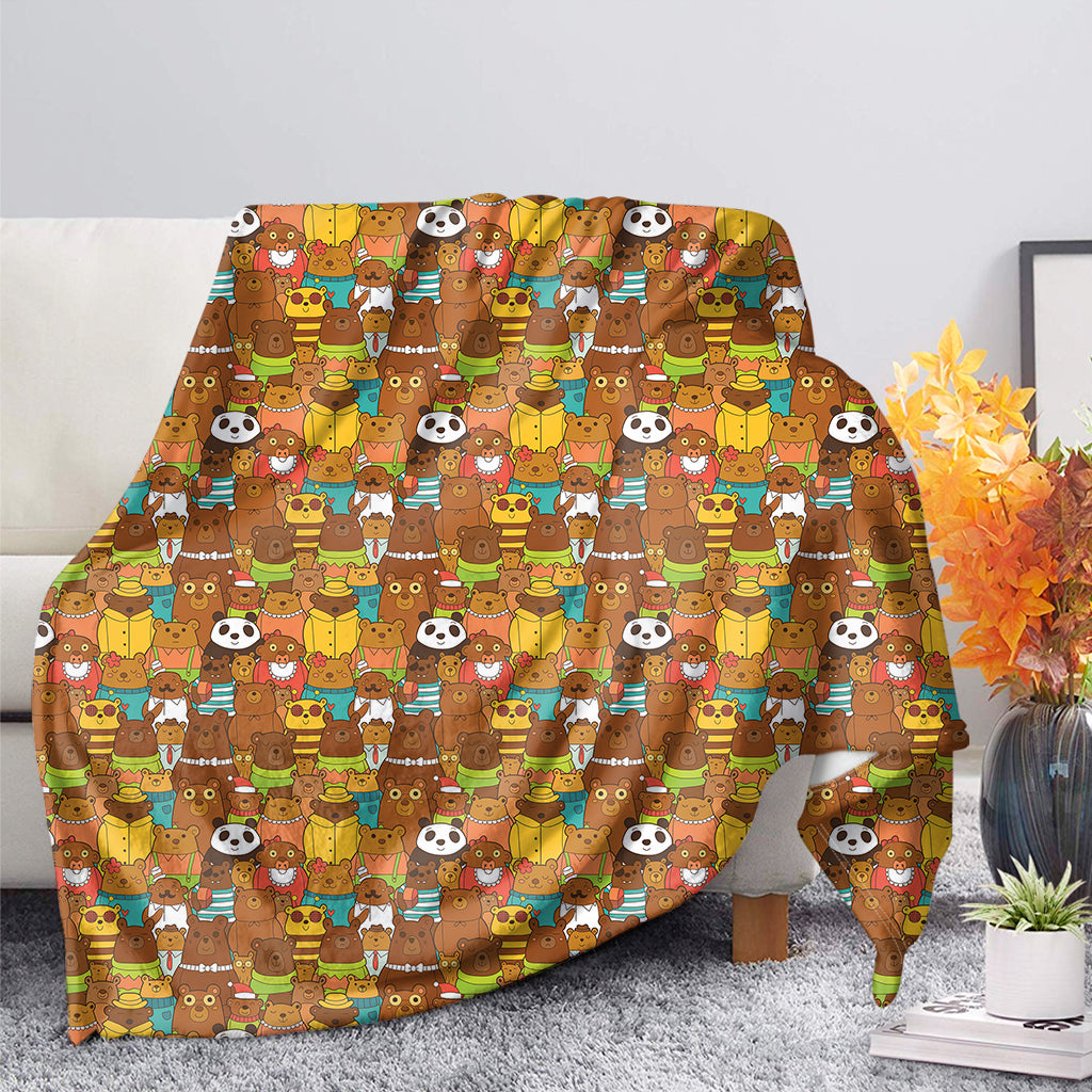 Colorful Cartoon Baby Bear Pattern Print Blanket