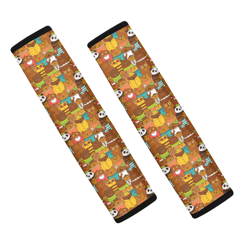 Colorful Cartoon Baby Bear Pattern Print Car Seat Belt Covers