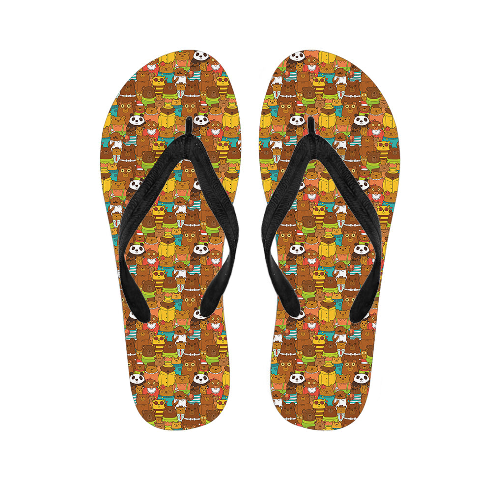 Colorful Cartoon Baby Bear Pattern Print Flip Flops