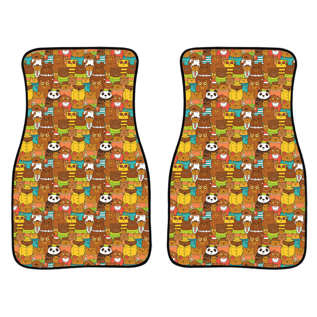 Colorful Cartoon Baby Bear Pattern Print Front Car Floor Mats