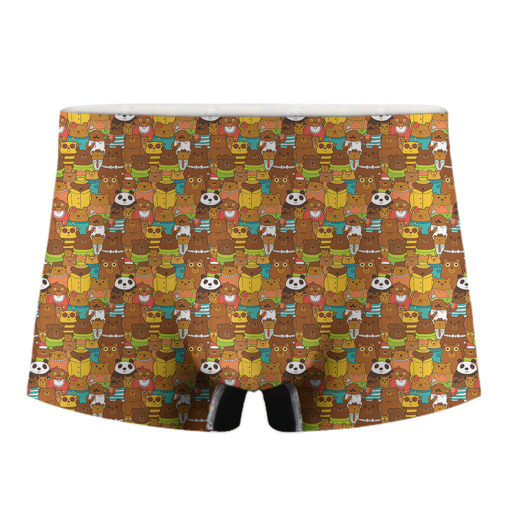 Colorful Cartoon Baby Bear Pattern Print Men's Boxer Briefs