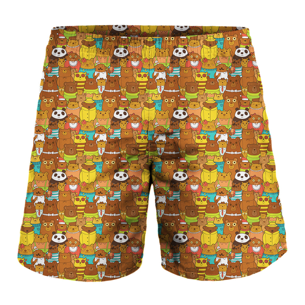 Colorful Cartoon Baby Bear Pattern Print Men's Shorts