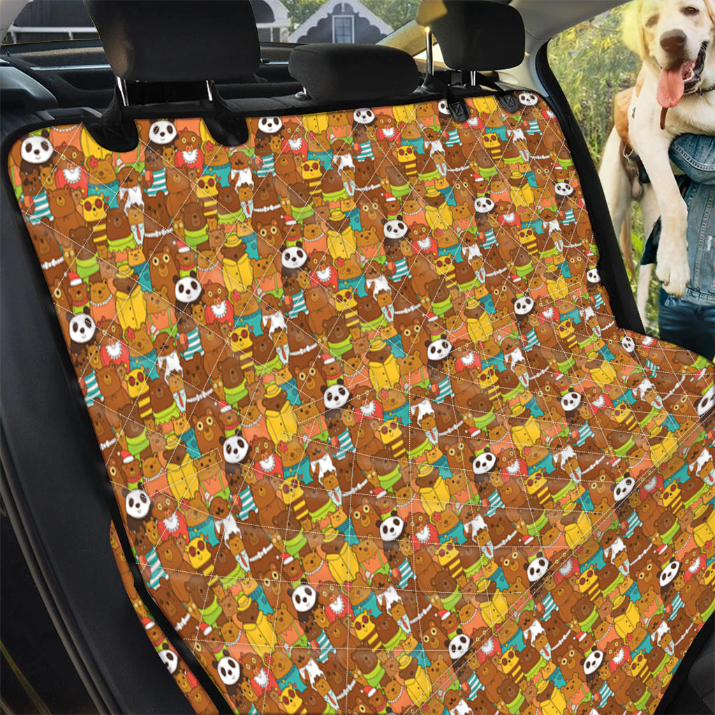 Colorful Cartoon Baby Bear Pattern Print Pet Car Back Seat Cover