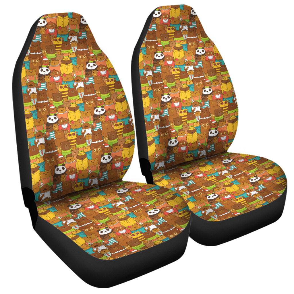 Colorful Cartoon Baby Bear Pattern Print Universal Fit Car Seat Covers