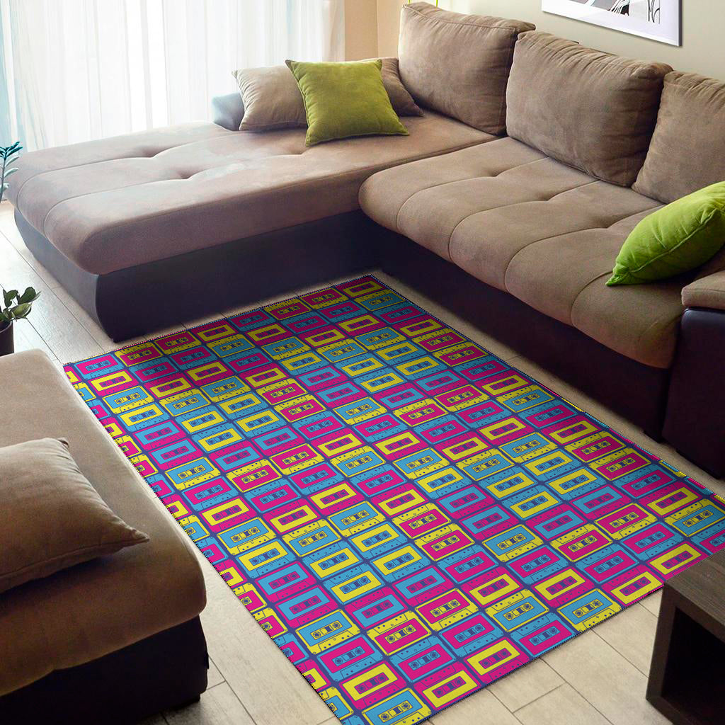 Colorful Cassette Tape Print Area Rug