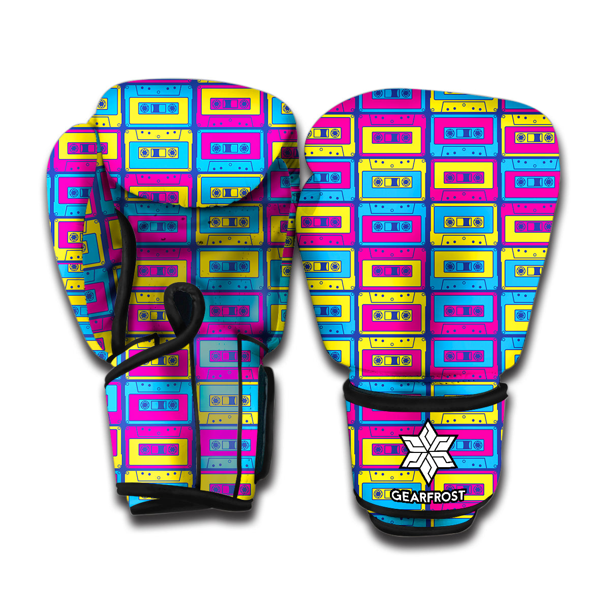 Colorful Cassette Tape Print Boxing Gloves