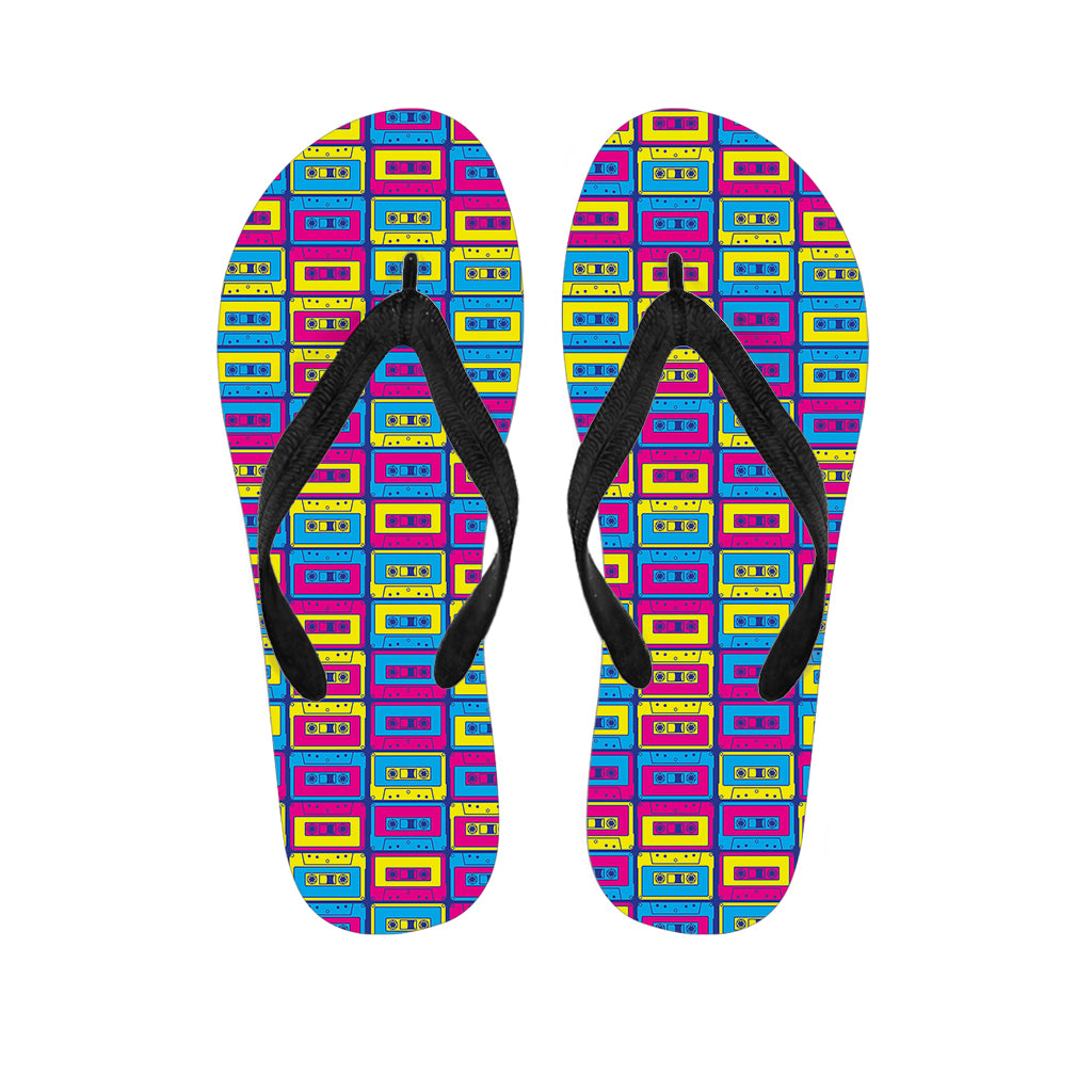 Colorful Cassette Tape Print Flip Flops