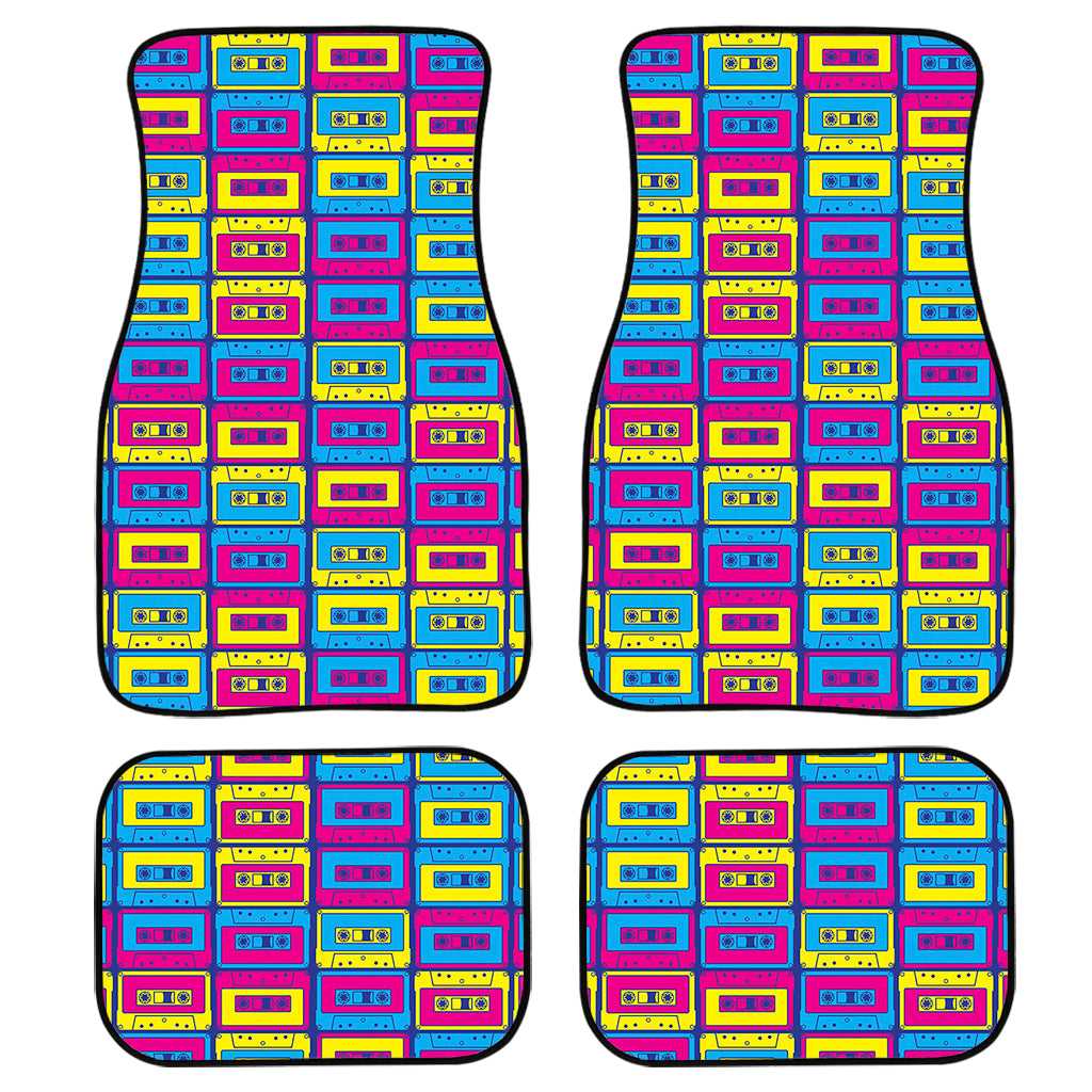 Colorful Cassette Tape Print Front and Back Car Floor Mats