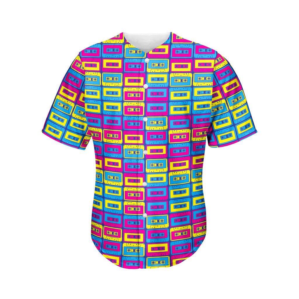 Colorful Cassette Tape Print Men's Baseball Jersey