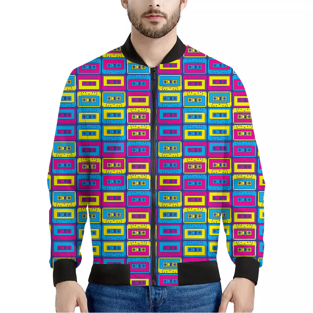 Colorful Cassette Tape Print Men's Bomber Jacket