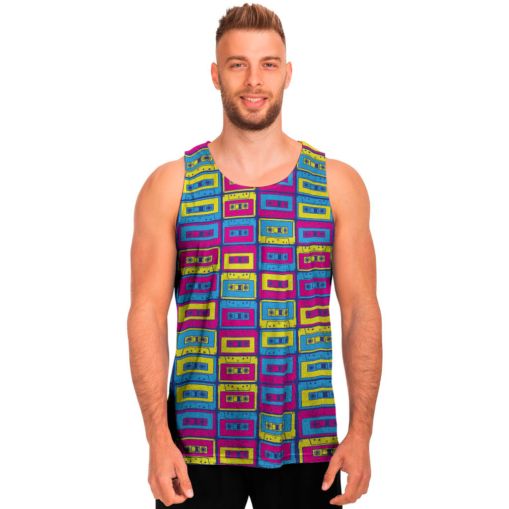 Colorful Cassette Tape Print Men's Tank Top