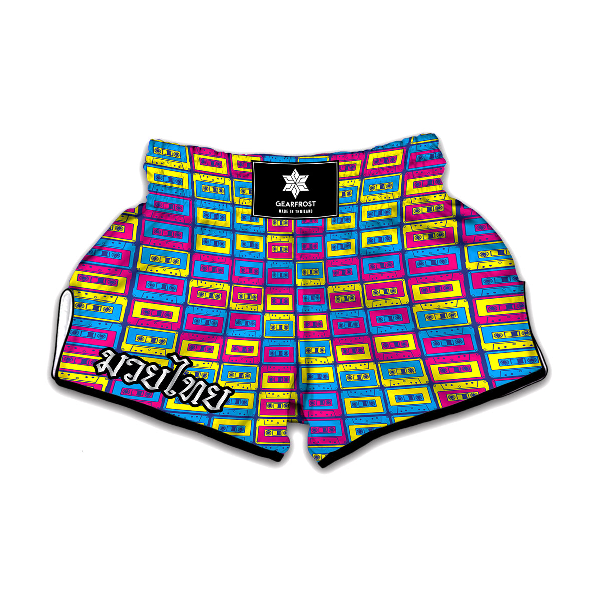 Colorful Cassette Tape Print Muay Thai Boxing Shorts