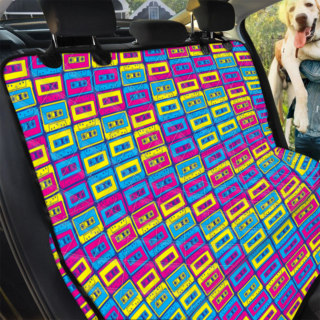 Colorful Cassette Tape Print Pet Car Back Seat Cover