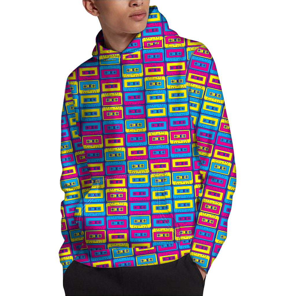 Colorful Cassette Tape Print Pullover Hoodie