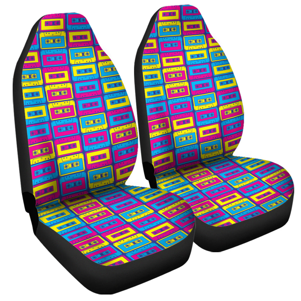 Colorful Cassette Tape Print Universal Fit Car Seat Covers