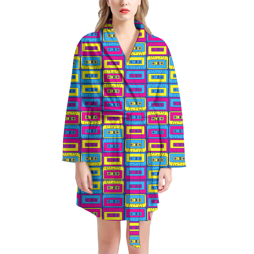 Colorful Cassette Tape Print Women's Bathrobe