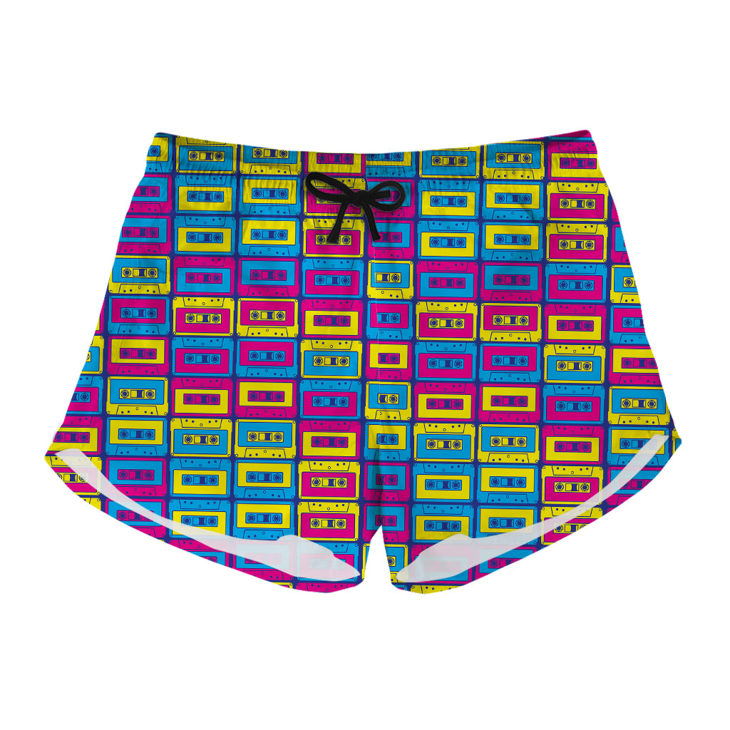 Colorful Cassette Tape Print Women's Shorts