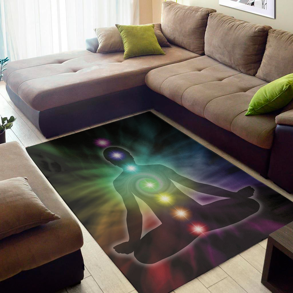 Colorful Chakras Aura Print Area Rug