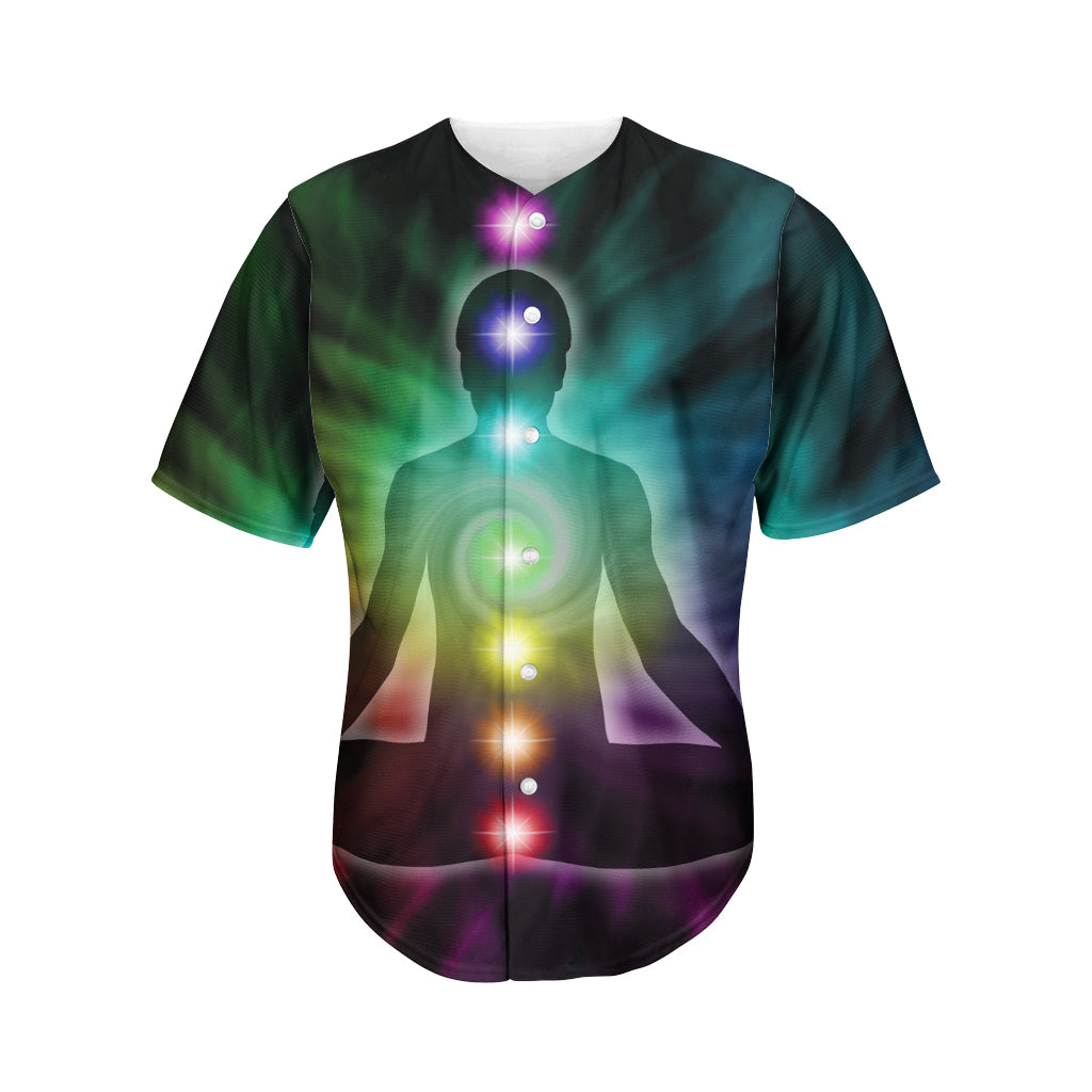 Colorful Chakras Aura Print Men's Baseball Jersey