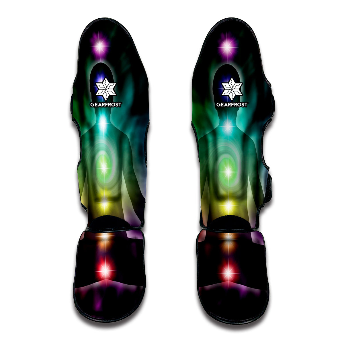 Colorful Chakras Aura Print Muay Thai Shin Guards