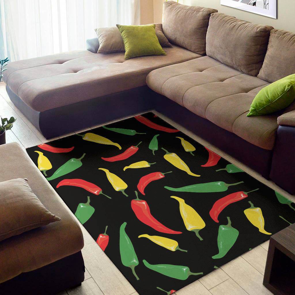 Colorful Chili Peppers Pattern Print Area Rug