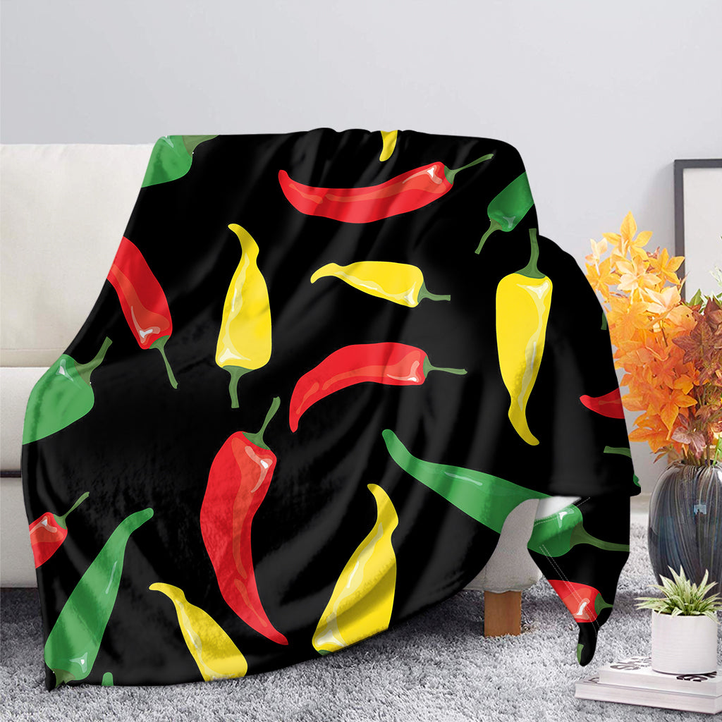 Colorful Chili Peppers Pattern Print Blanket