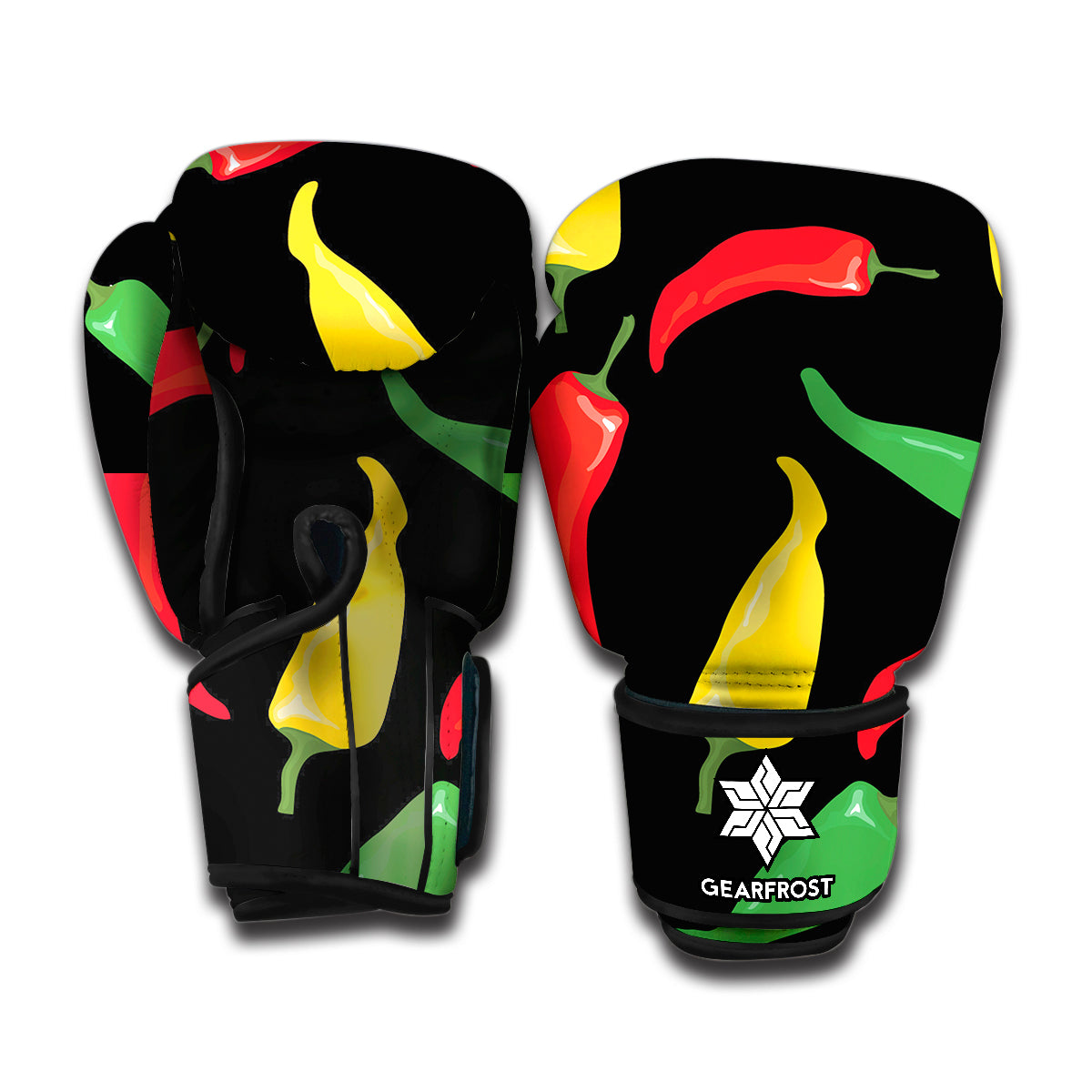 Colorful Chili Peppers Pattern Print Boxing Gloves