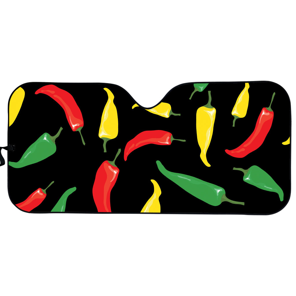 Colorful Chili Peppers Pattern Print Car Sun Shade