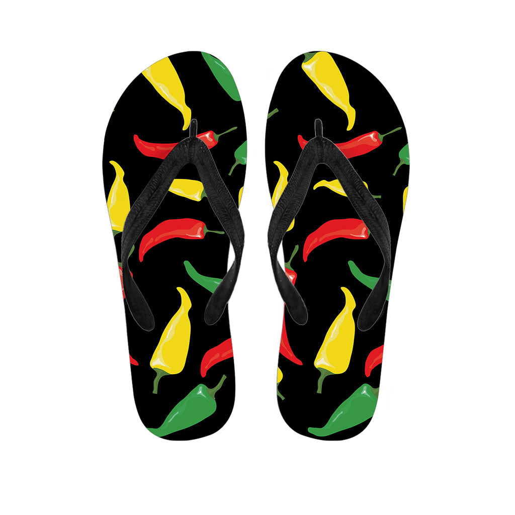 Colorful Chili Peppers Pattern Print Flip Flops