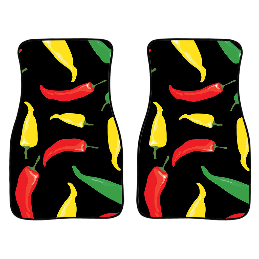 Colorful Chili Peppers Pattern Print Front Car Floor Mats