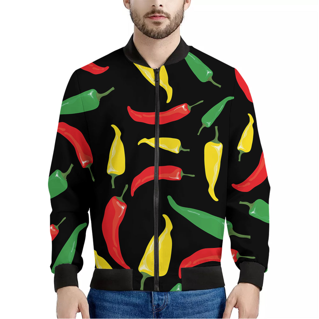 Colorful Chili Peppers Pattern Print Men's Bomber Jacket