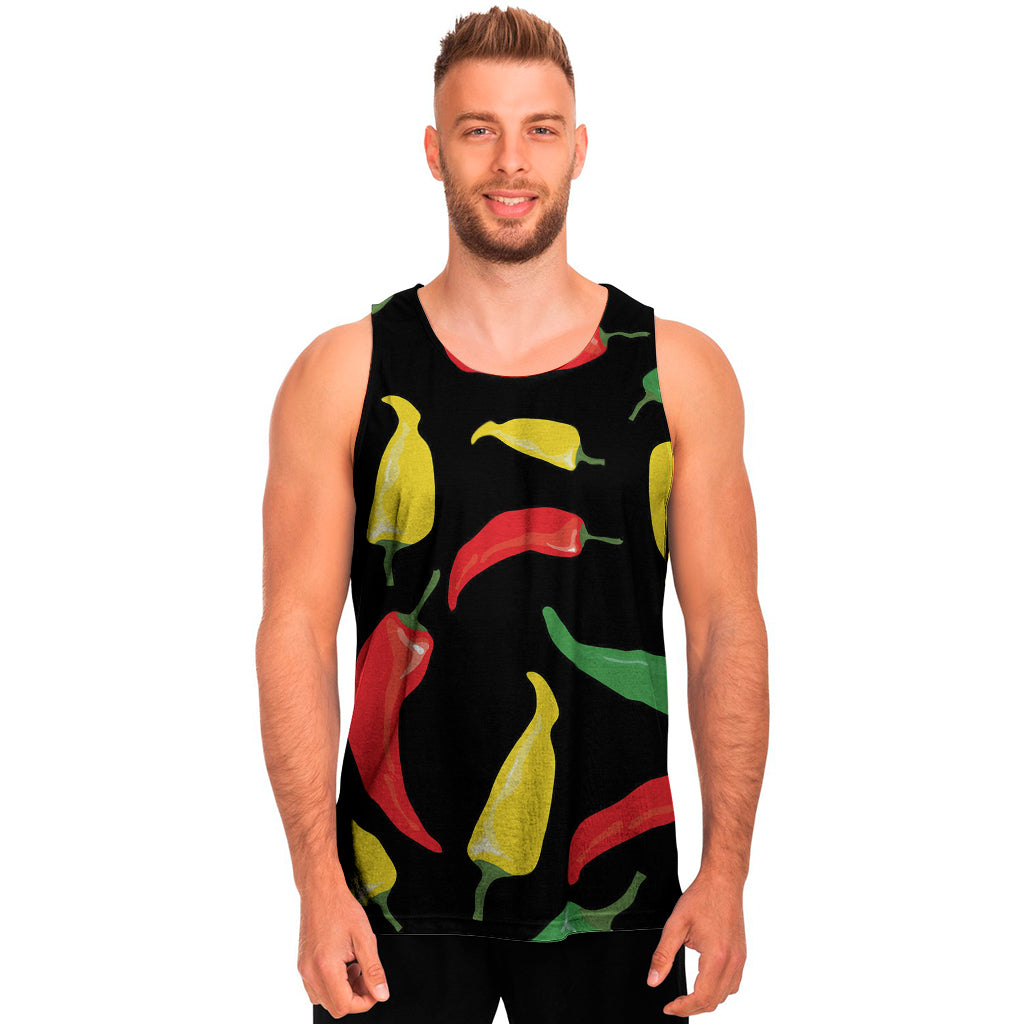 Colorful Chili Peppers Pattern Print Men's Tank Top