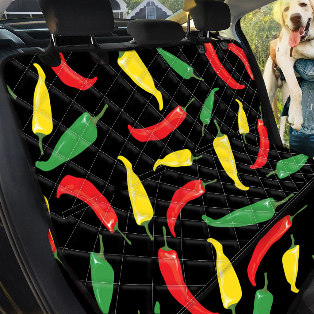 Colorful Chili Peppers Pattern Print Pet Car Back Seat Cover