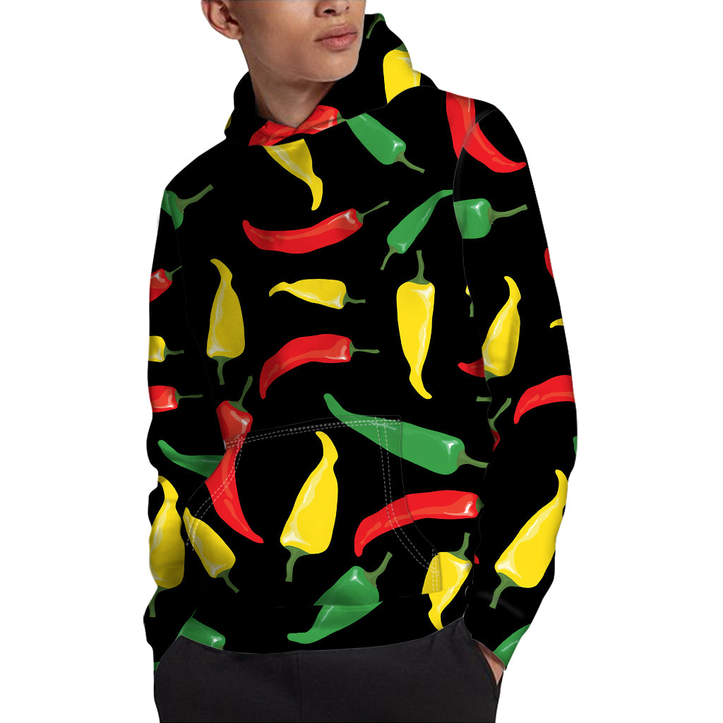 Colorful Chili Peppers Pattern Print Pullover Hoodie