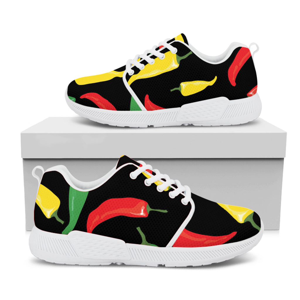 Colorful Chili Peppers Pattern Print White Athletic Shoes