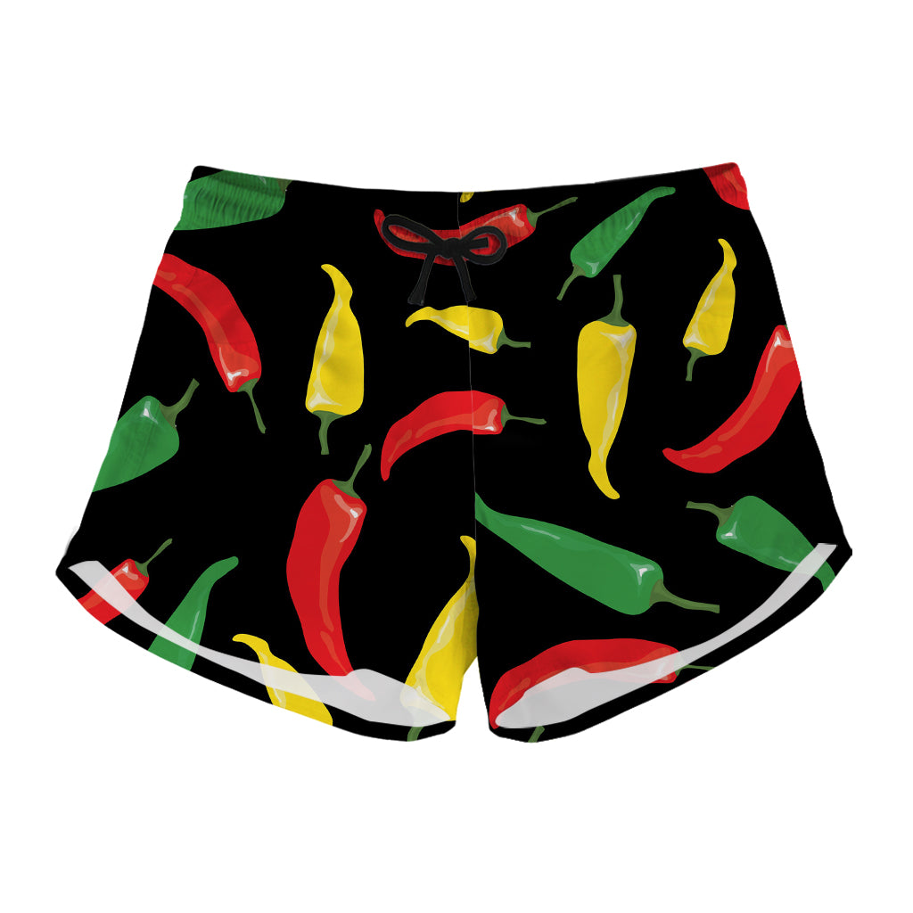 Colorful Chili Peppers Pattern Print Women's Shorts