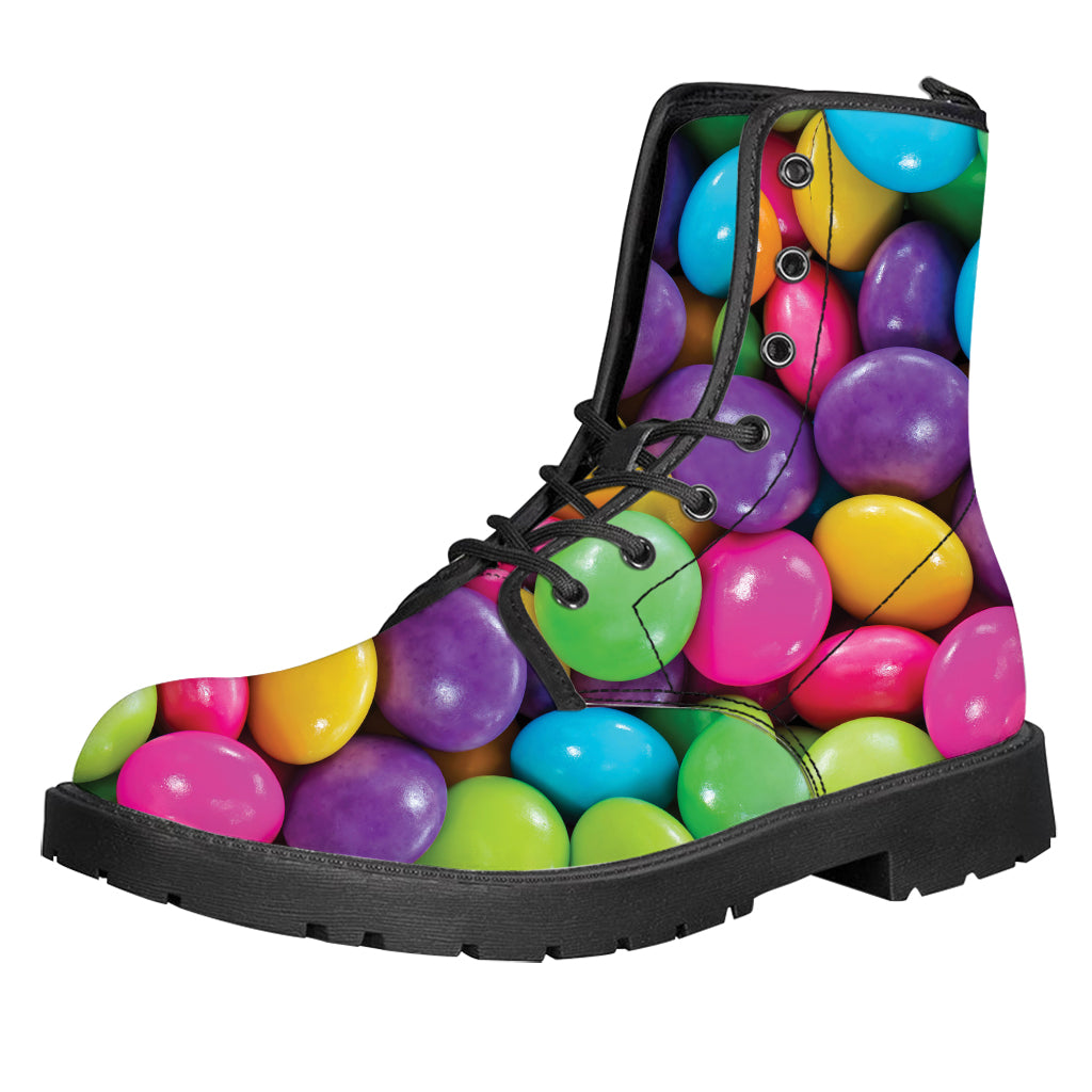 Colorful Chocolate Candy Print Leather Boots