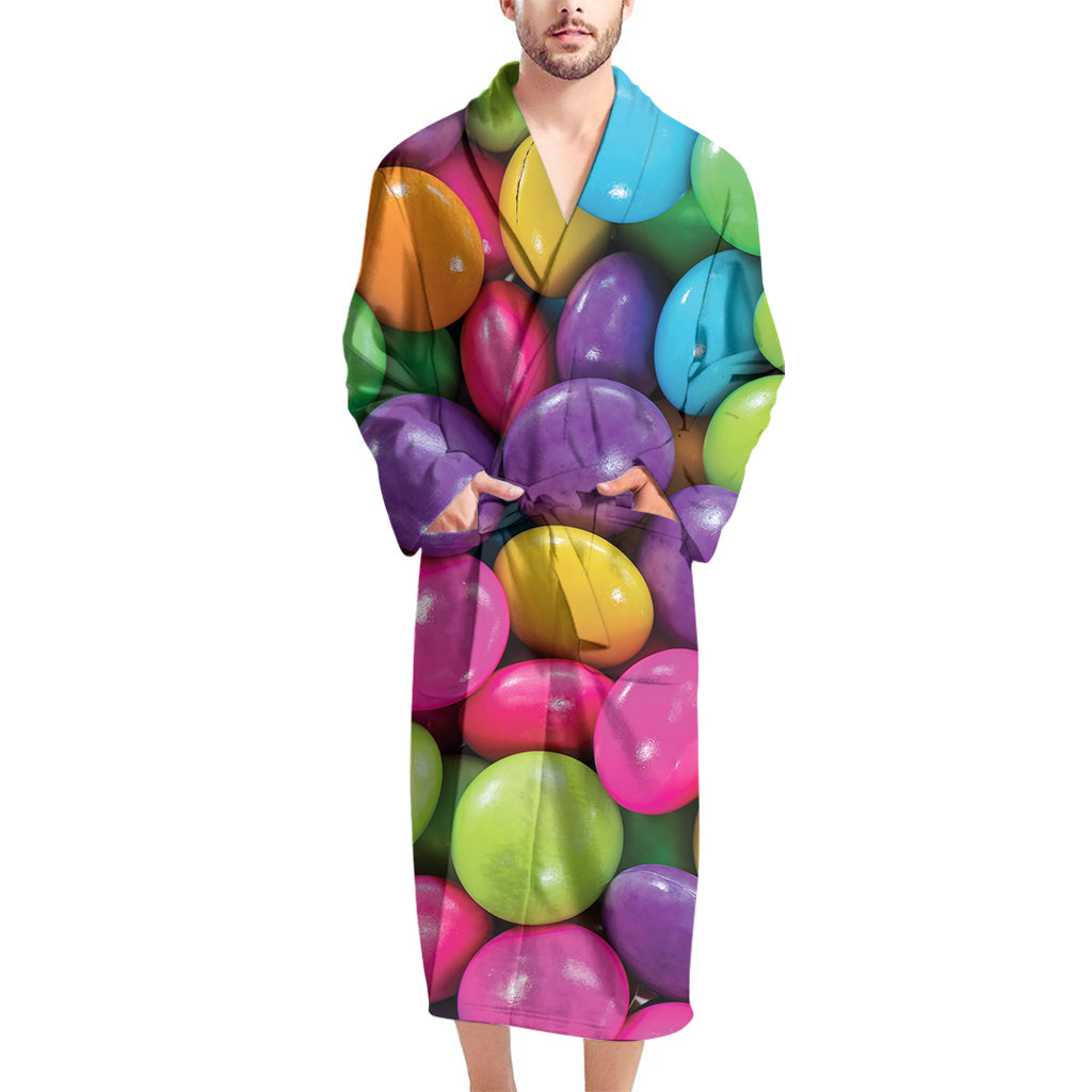 Colorful Chocolate Candy Print Men's Bathrobe