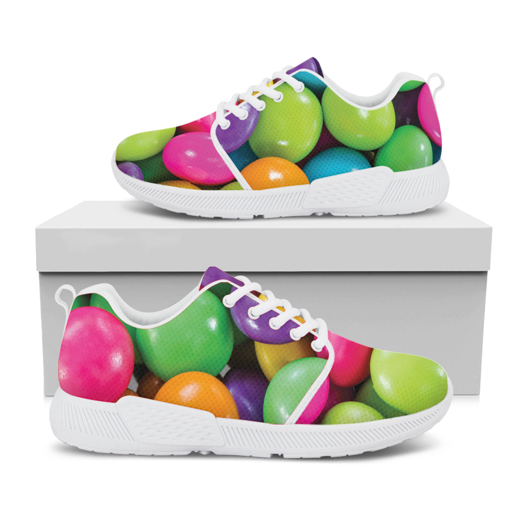 Colorful Chocolate Candy Print White Athletic Shoes