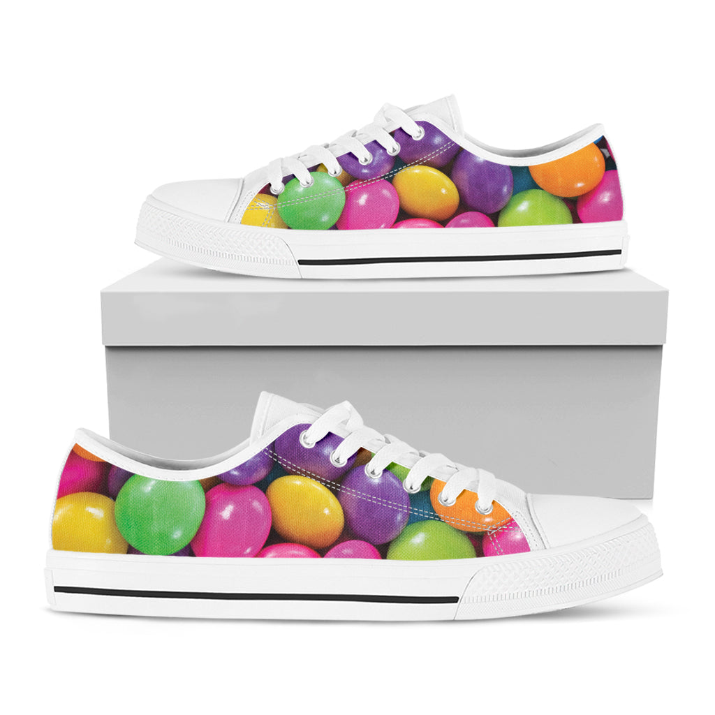 Colorful Chocolate Candy Print White Low Top Shoes