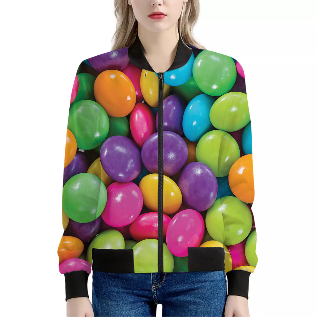 Colorful Chocolate Candy Print Women's Bomber Jacket