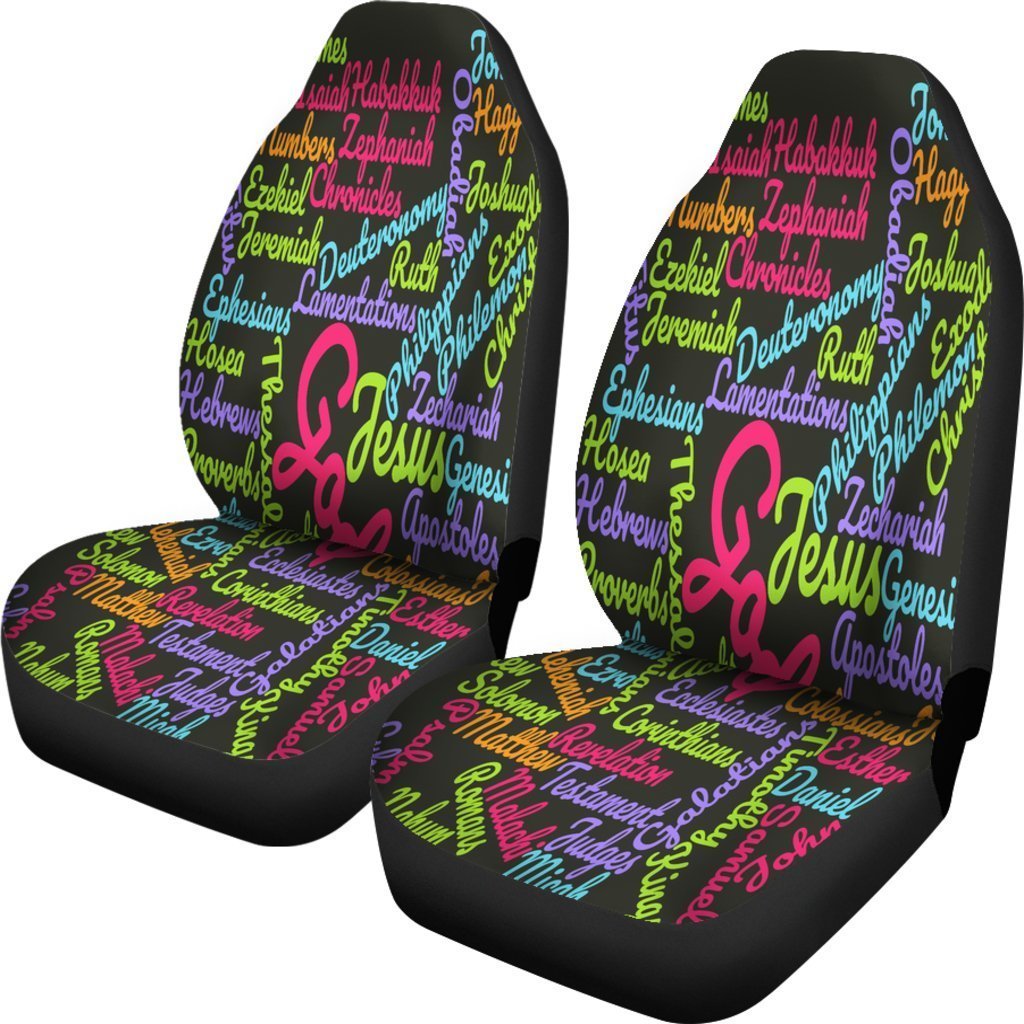 Colorful Christian Text Universal Fit Car Seat Covers