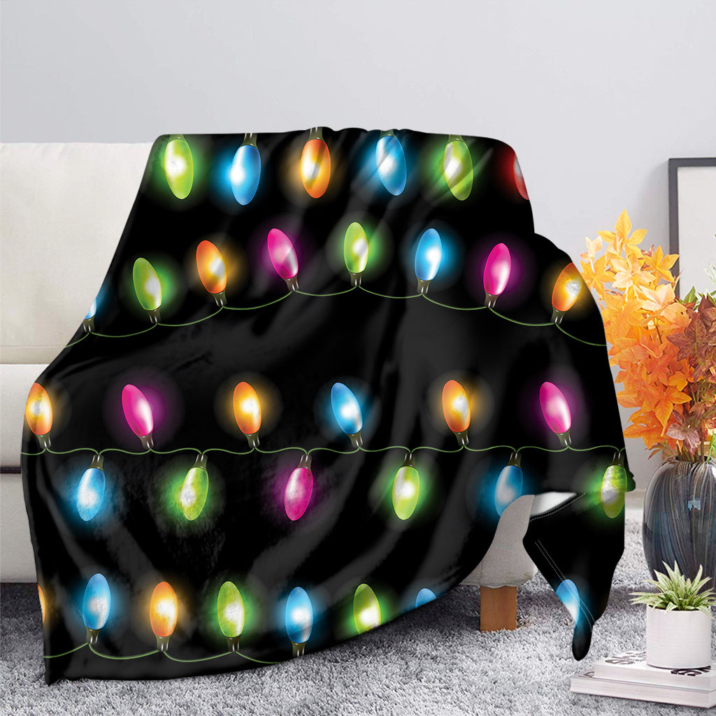 Colorful Christmas Lights Print Blanket