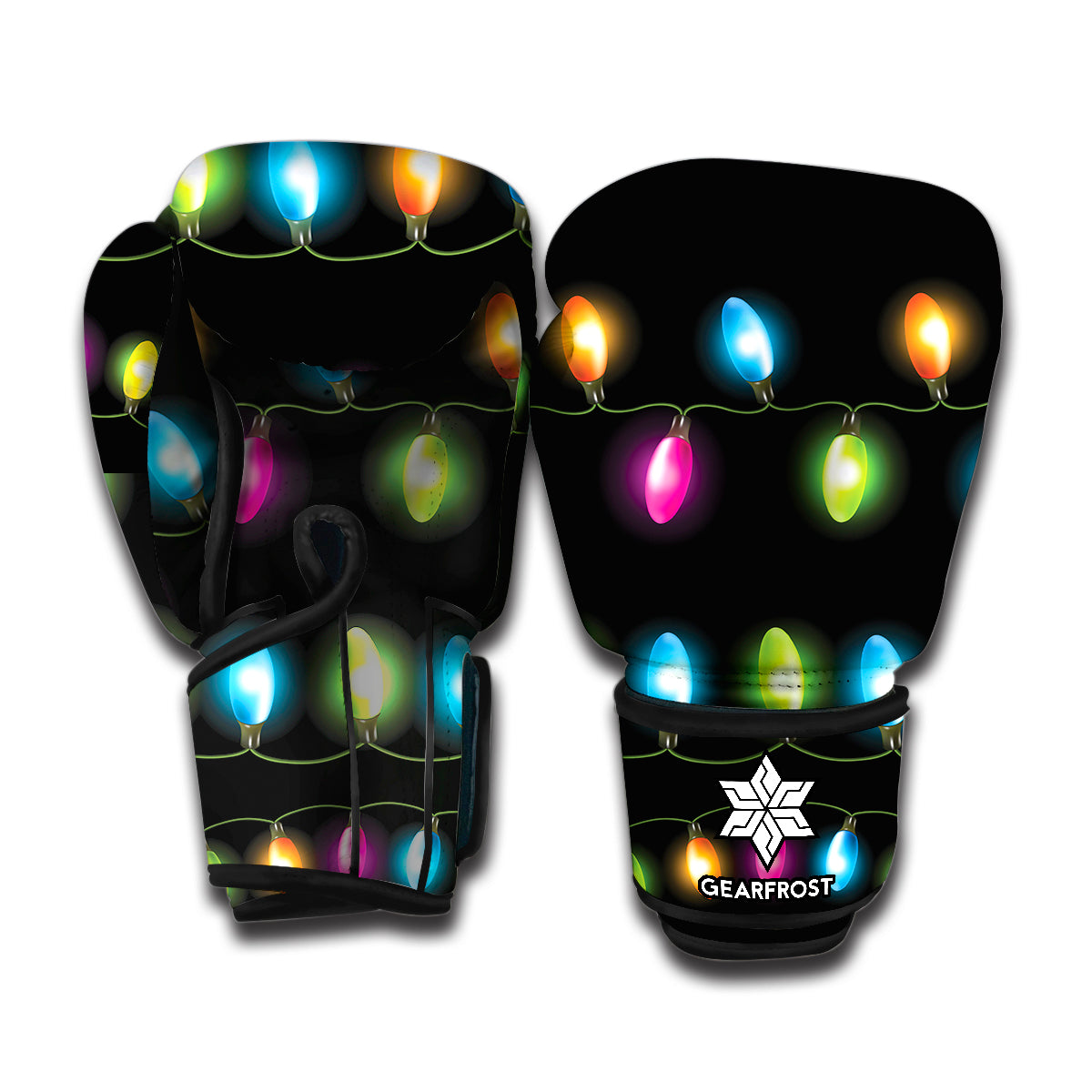 Colorful Christmas Lights Print Boxing Gloves