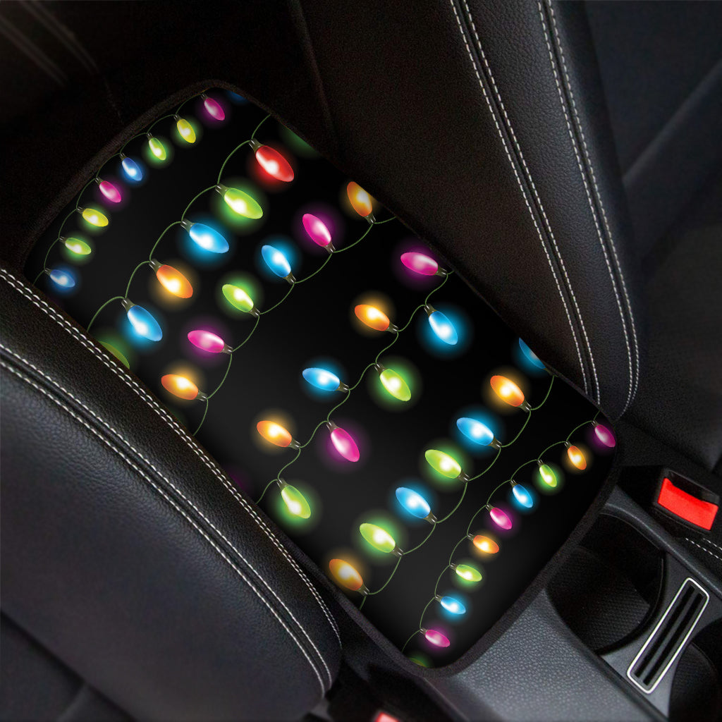 Colorful Christmas Lights Print Car Center Console Cover