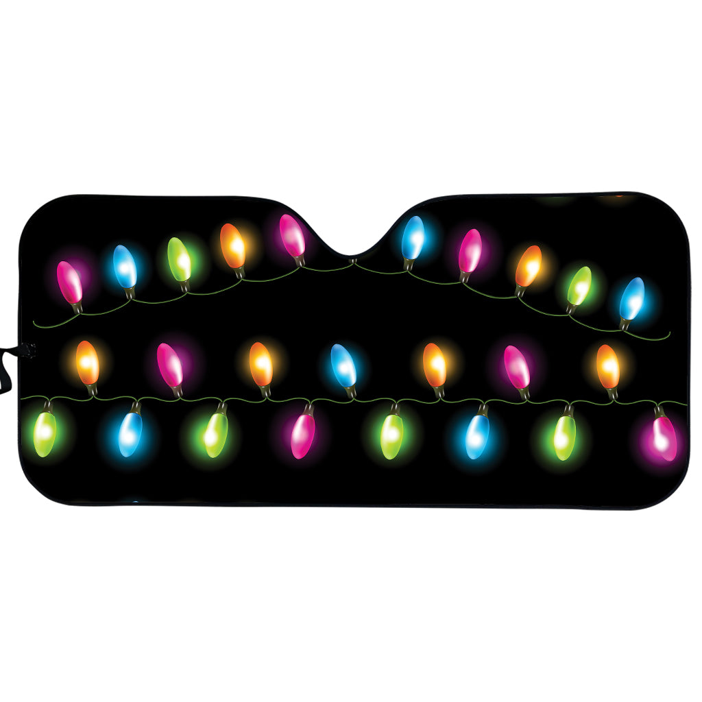 Colorful Christmas Lights Print Car Sun Shade