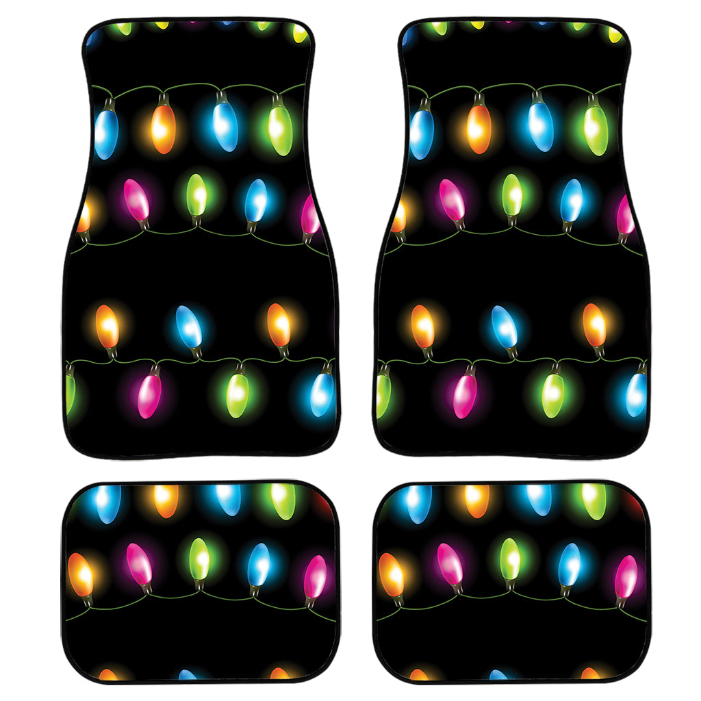 Colorful Christmas Lights Print Front and Back Car Floor Mats