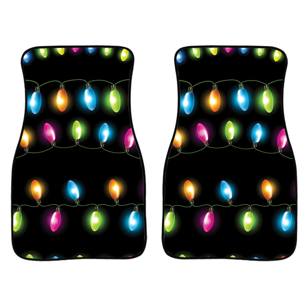 Colorful Christmas Lights Print Front Car Floor Mats