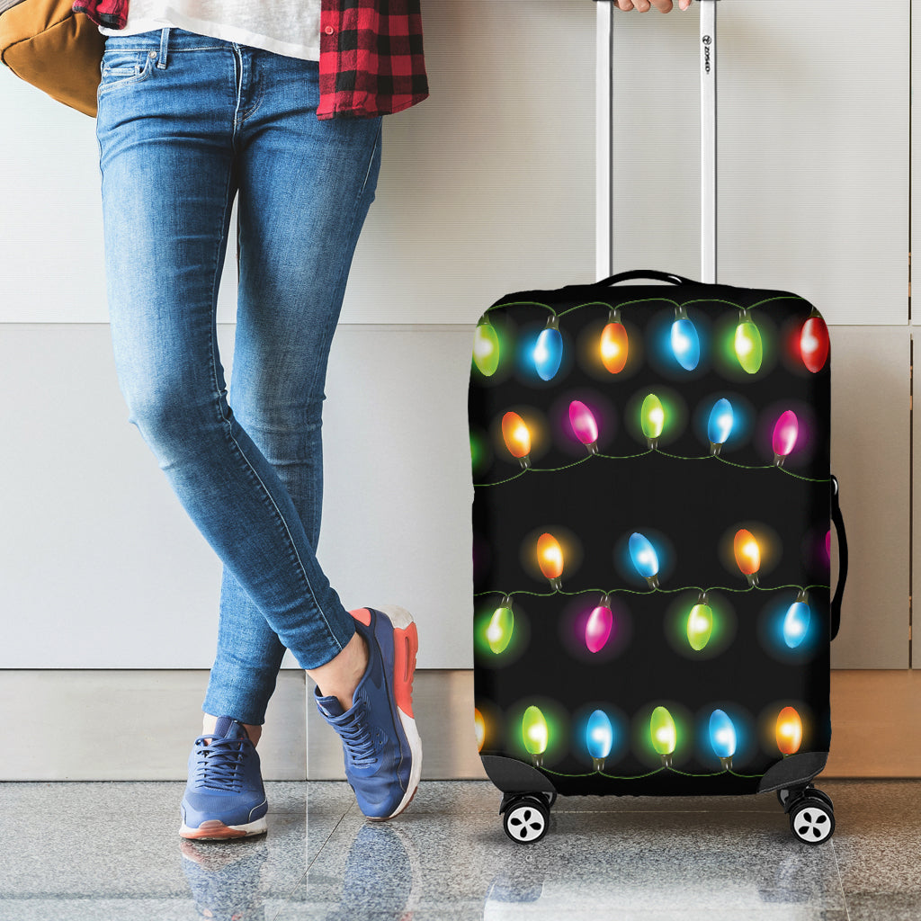 Colorful Christmas Lights Print Luggage Cover