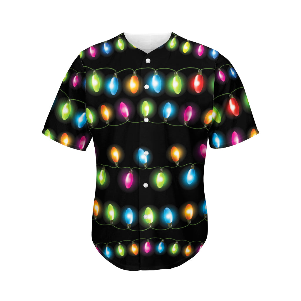 Colorful Christmas Lights Print Men's Baseball Jersey